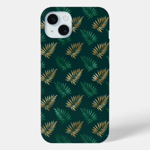 Coque Case-Mate iPhone Parties scintillant verte et or sur Feuilles tropi