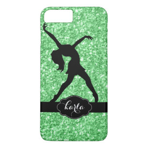 Coque Case-Mate Pour iPhone Parties scintillant verte moderne et danseuse noir