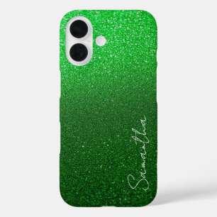 Coque Pour iPhone 16 Parties scintillant verte personnalisée