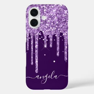 Coque Pour iPhone 16 Parties scintillant violet foncé Lecteurs de verre