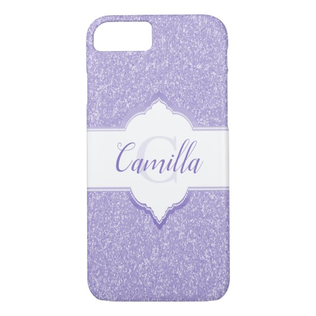 Coques Case-Mate iPhone Parties scintillant violet Monogramme Coque-coque  (Dos)