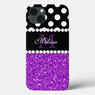 Etui iPhone Case-Mate Parties scintillant violet Pois blancs Monogramme