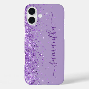 Coque Pour iPhone 16 Plus Parties scintillant violet signature fille
