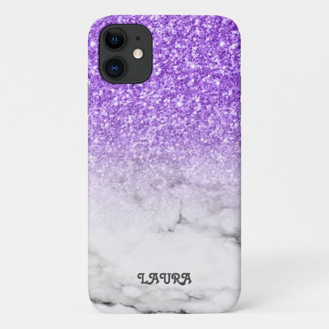 Coques Case-Mate iPhone Parties scintillant Violette Et Marbré (Dos)