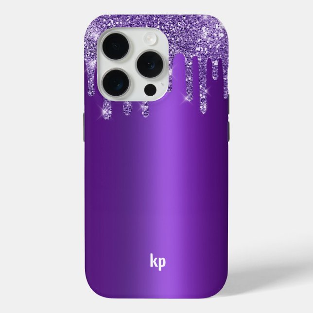 Coques Case-Mate iPhone Parties scintillant violette moderne goutte sur le (Verso)