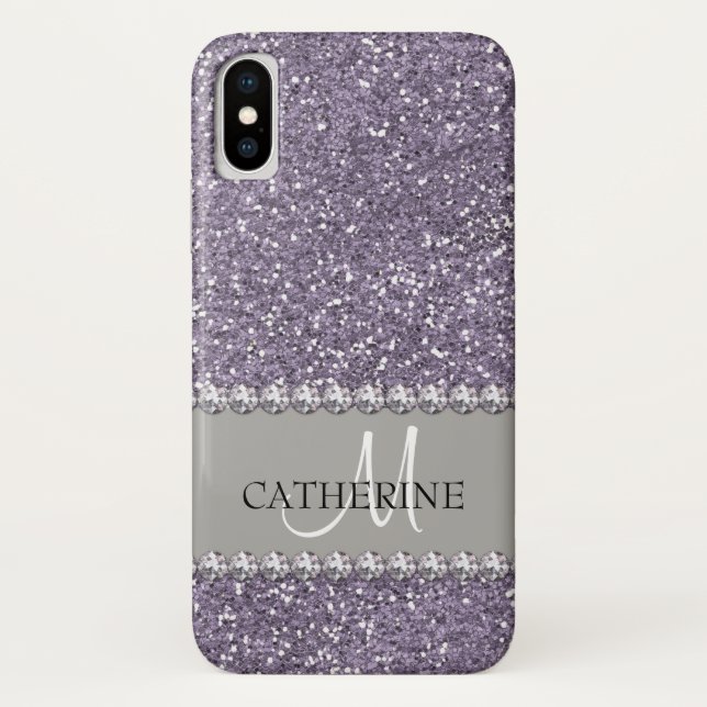 Coques Case-Mate iPhone Parties scintillant violette, pierres de diamant,  (Dos)