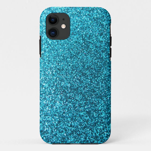 Coques Case-Mate iPhone Parties scintillantes bleues de Faux (Dos)