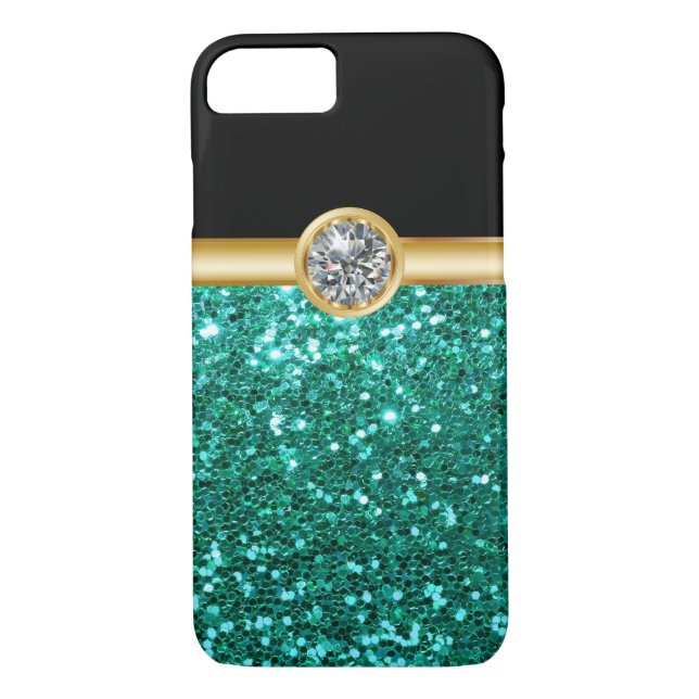Coques Case-Mate iPhone Parties scintillantes Bling de turquoise (Dos)