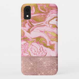 Case-Mate iPhone Case Parties scintillantes d'or d'or et marbre roses