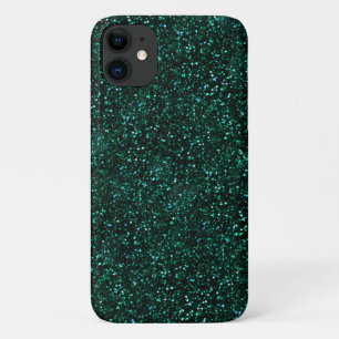 Coque iPhone 11 Parties scintillantes foncées de vert bleu de