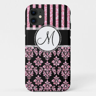 Etui iPhone Case-Mate Parties scintillantes Girly et roses, damassé