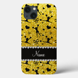 iPhone 13 Case Parties scintillantes jaunes au néon nommées