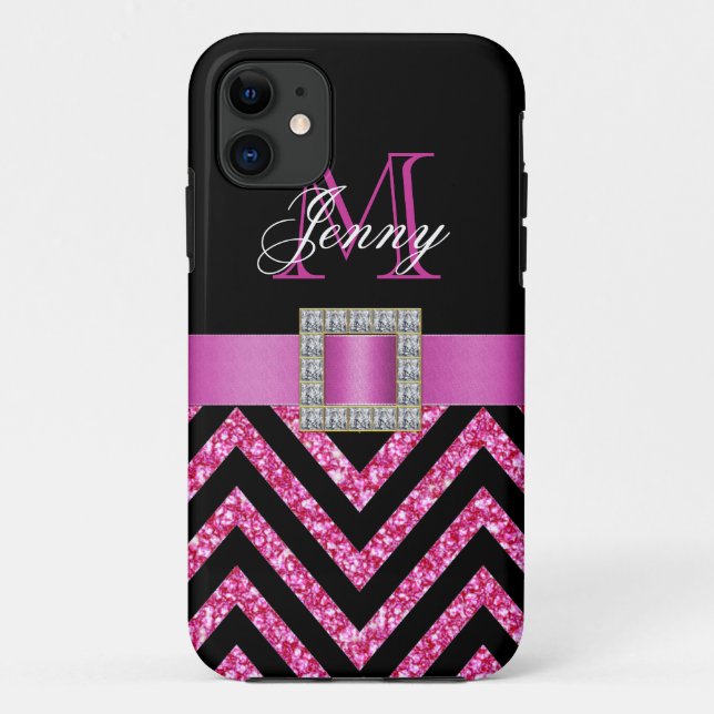 COQUES Case-Mate iPhone PARTIES SCINTILLANTES NOIRES DE CHEVRON DE ROSES (Dos)
