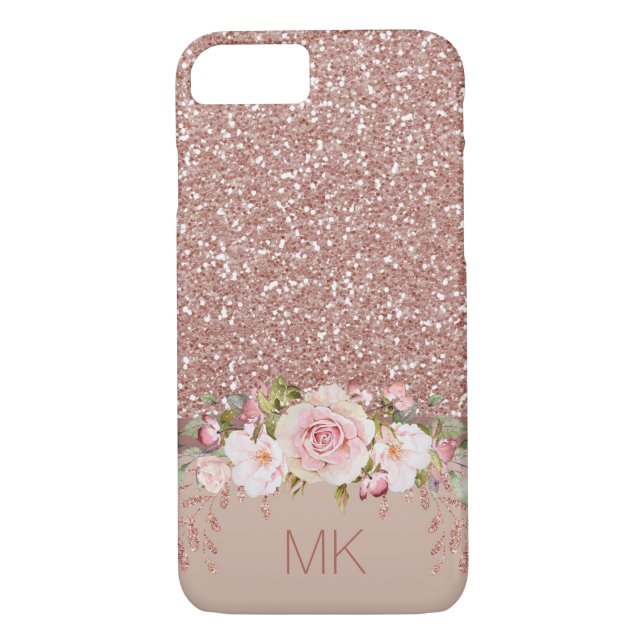 Coques Case-Mate iPhone Parties scintillantes roses d'or florales avec le (Dos)