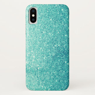 Coque iPhone X Parties scintillantes turquoises élégantes