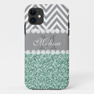 COQUES POUR iPhone PARTIES SCINTILLANTES VERTES EN BON ÉTAT, CHEVRON