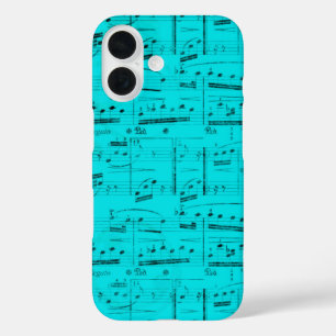 Coque Pour iPhone 16 Partition de musique turquoise