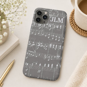 Case-Mate iPhone Case Partition de musique vintage en gris et blanc Sign