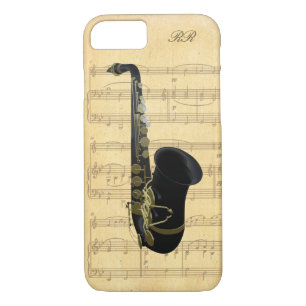 Coque iPhone 8/7 Partition Saxophone Noir Or