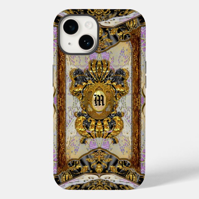 Coques Case-Mate iPhone Passementerie Madeline Elegant Damask Monogramme (Verso)