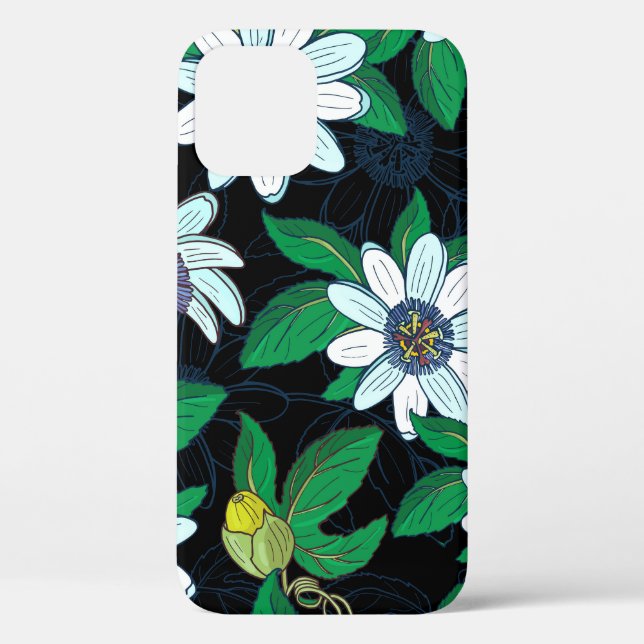 Coques Case-Mate iPhone Passionflower Arrière - plan noir Floral sans join (Verso)