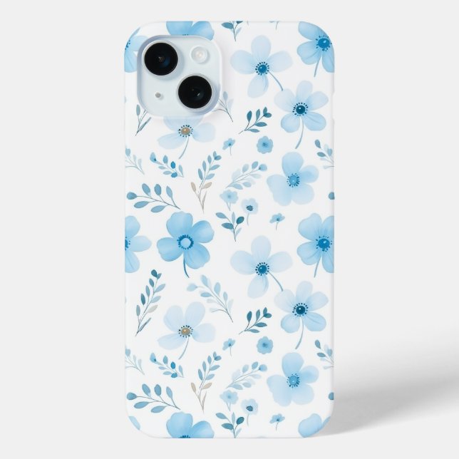 Coques Case-Mate iPhone Pastel Blue Boho Floral Fleurs de motifs (Verso)