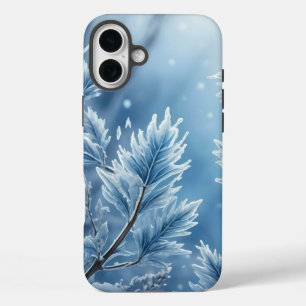 COQUE POUR iPhone 16 PLUS PASTEL BLUE HOLIDAY HIVER FROSTY SNOWFLAKES