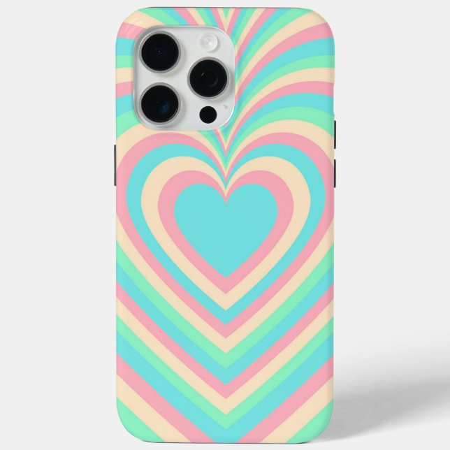 Coques Case-Mate iPhone Pastel Blue Rainbow Hypnotic Heart Lot Motif (Verso)
