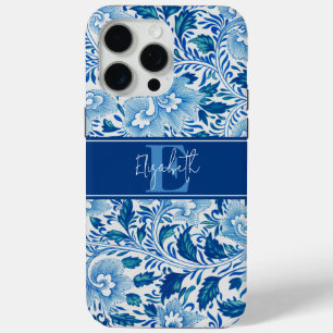 Coque Case-Mate iPhone Pastel Blue Vintage chinois Fleur Motif Nom
