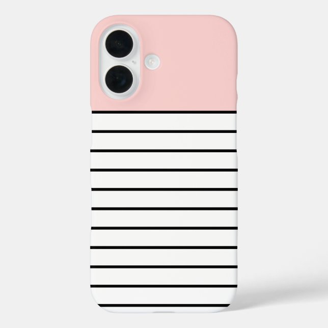 Coques Case-Mate iPhone Pastel Blush Pink Black White Stripes Pattern  (Verso)