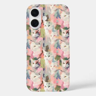 Coque Pour iPhone 16 Pastel Cats Motif coloré
