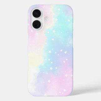 Coque Pour iPhone 16 Pastel Cloudy Sky with Stars Dreamy Design