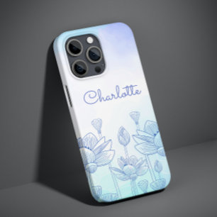 Coque Case-Mate iPhone Pastel Floral Silhouette Overlay Nom personnalisé