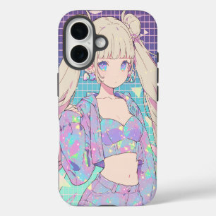 Coque Pour iPhone 16 Pastel Galaxy Elf — Mode Grille Vaporwave