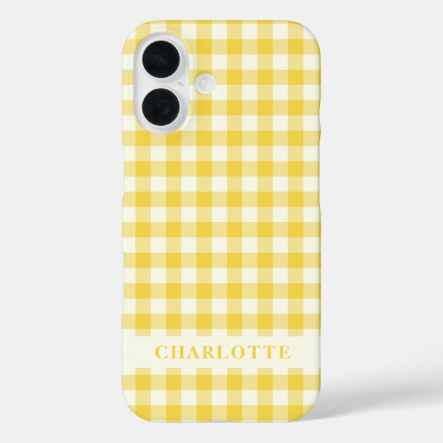 Coques Case-Mate iPhone Pastel Jaune En vichy Buffalo Vérifier le nom du p (Verso)