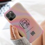 Coque Case-Mate iPhone Pastel marbre entreprise logo entreprise qr code<br><div class="desc">Moderne arc-en-ciel pastel marbre holographique entreprise logo entreprise qr code. Une façon simple et efficace de faire connaître votre entreprise.</div>
