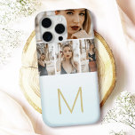 Coque iPhone 16 Pro Max Pastel Ombre Photo Collage Monogramme initial<br><div class="desc">Créez un accessoire unique et élégant avec cette étui photo-collage personnalisée, avec de l'espace pour quatre de vos images préférées et un monogramme élégant. Ce design offre un design élégant et moderne avec un dégradé doux arrière - plan et une initiale en or personnalisable. Parfait pour présenter vos souvenirs préférés...</div>