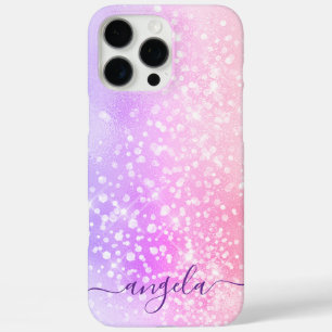 Coque iPhone 16 Pro Max Pastel Pailleté Rose Ombre Glam Signature