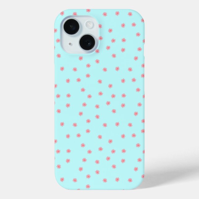 Coques Case-Mate iPhone Pastel Pink Floral Pattern on Teal Background (Verso)