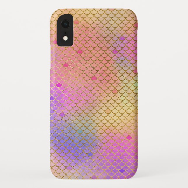 Coques Case-Mate iPhone Pastel Purple et Orange Mermaid Scales Motif (Dos)