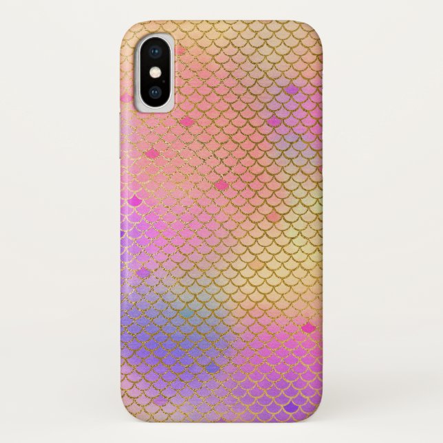 Coques Case-Mate iPhone Pastel Purple et Orange Mermaid Scales Motif (Dos)