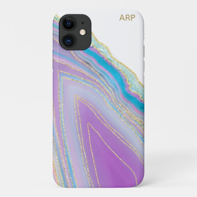Coques Case-Mate iPhone *~* Pastel Rainbow Agate - Gold Parties scintillan (Dos)