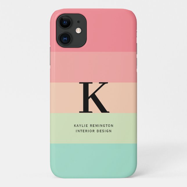 Coques Case-Mate iPhone Pastel Rainbow Colorblock Bande rose sur (Dos)