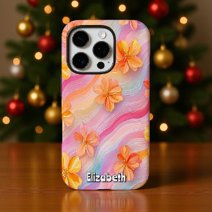 Coque iPhone 16 Pro Pastel Rainbow Floral