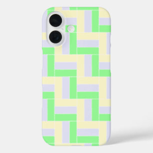 Coque Pour iPhone 16 Pastel Rectangles Lignes en pointillé blanc Motif