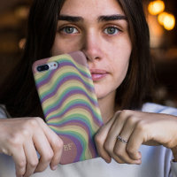 Pastel Retro Wavy Rainbow Lines Monogrammes Initia