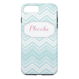 Coque iPhone 7 Plus Pastel Rose & Turquoise Chevron Zigzag Personnalis