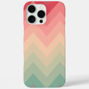 Coques iPhone 16 Pro Max Pastel Rouge Rose Turquoise Ombre Chevron Motif