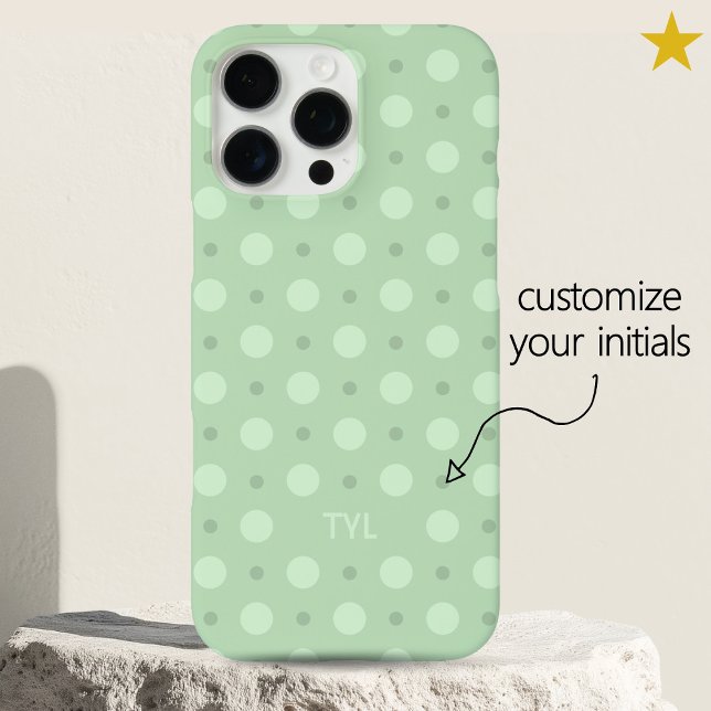Coques Case-Mate iPhone Pastel Teal Dots Pattern Custom Name Initial (Créateur téléchargé)