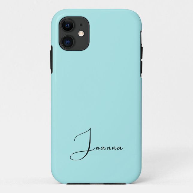 Coques Case-Mate iPhone Pastel Turquoise couleur solide | Nom minimal (Dos)